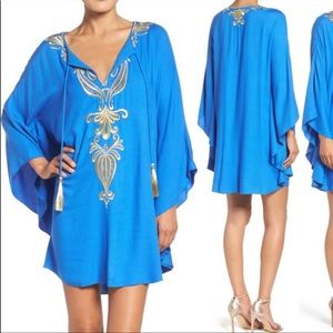Lilly Pulitzer Emera Embroidered Tassel Tie Caftan Dress